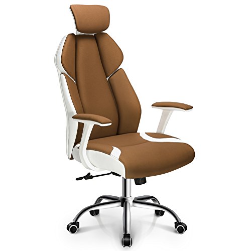Neo Chair Premium Soft Breathable Fabric Office Gaming Executive Chair Wide Pocket Spring Seat Lumbar Support wErgonomic Curved Deign Headrest Reclining Adjustable Computer Desk Home Chair