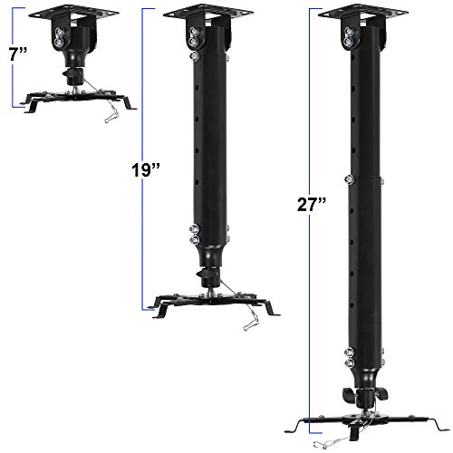 Cheetah Mounts APMEB Universal Projector Ceiling Mount Includes a 27" Adjustable Extension Pole and a Twisted Veins 15' HDMI Cable