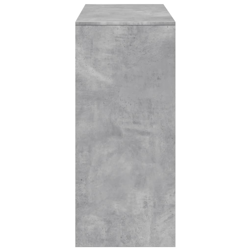 Bartisch Mit Regal Betongrau 124x46x103,5 cm Holzwerkstoff | 4 Fächer Stauraum, Pflegeleicht, Feuchtes Tuch Reinigung, Für Küche Wohnzimmer