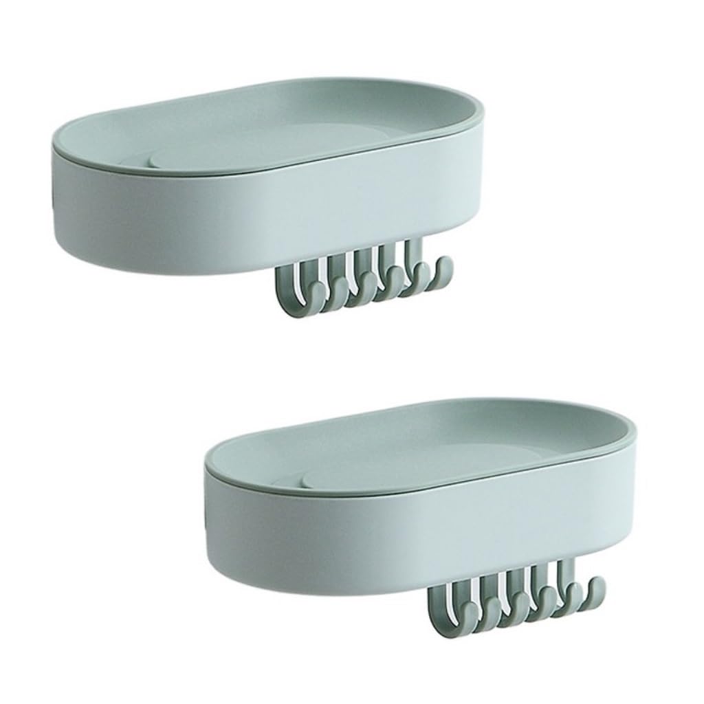 soap dish, Soap Dish 2 pcs Wall Mounted No Punch Drain Multicolor(Verde)