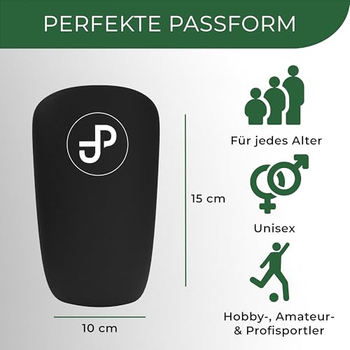JDP Premium Schienbeinschoner - Individuell Anpassbar für Fußball Herren, Damen und Kinder - Mini 15x10cm - Schwarz