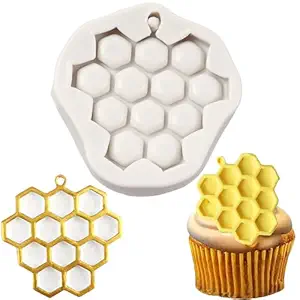 QDMOLDS Honeycomb Silicone Fondant Molds For Cake Decoration Cupcake Topper Candy Polymer Clay Chocolate Gum Paste