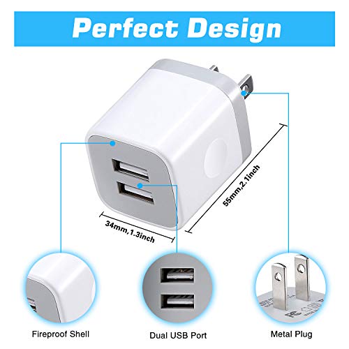 X-EDITION USB Wall Charger,4-Pack 2.1A Dual Port USB Cube Power A   dapter Wall Charger Plug Charging Block Cube for Phone 8/7/6 Plus/X, Pad, Samsung Galaxy S5 S6 S7 Edge,LG, Android (White)