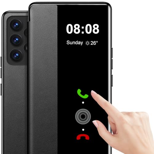 Coque Samsung Galaxy A52 anti-scratch avec clapet transparent S View pour contrôle rapide