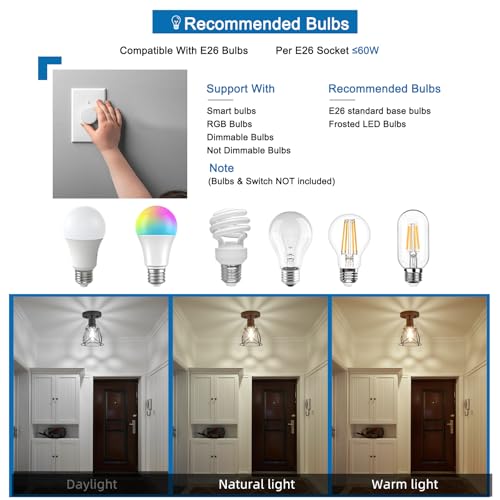 Light Farmhouse Semi Flush Mount Ceiling Light - image 8