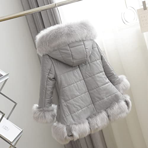 Girls Faux Fu𝐫 Jacket Kids Leather Jacket with Fu𝐫 Trim Toddler Long Winter Coat Hooded Dress Coat Thicken Aesthetic2