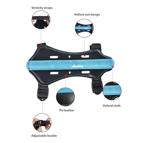 Drfeify Bogenschießen-Armschutz für, Bequem, Atmungsaktiv, Verdicktes PU-Leder, Verstellbarer Bogenschießen-Unterarmschutz für Recurve-Bogen (Blue)