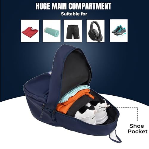 Image of WHACKK Ace 28L Pickleball Bag Lavender Blue | Badminton, Tennis & Pickleball Racket Bag with Shoe Pocket | Unisex Lightweight Backpack, Holds 6 Rackets (Navy)