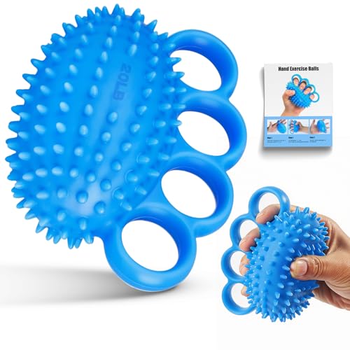 Hand Exercise Ball, Finger Therapy Ball, Grip Strengthener for Adults - Stress Relief, Massage Ball, Resistance Training for Wrist Flexibility, Hand Strengthening, Anxiety Relief(20LB,BLUE)