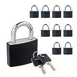 [SafiSwords]Covered Aluminum Lock with Key, Yale Keyway, 10 Padlocks Keyed Alike, 1-9/16 inch. Wide, Outdoor Padlock, Black, Pack of 10