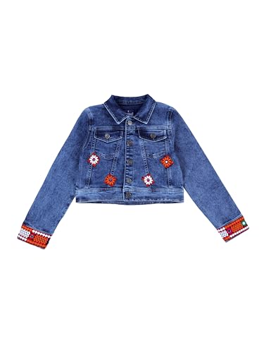 Image of Girls Full Sleeve Solid Crop Denim Jacket