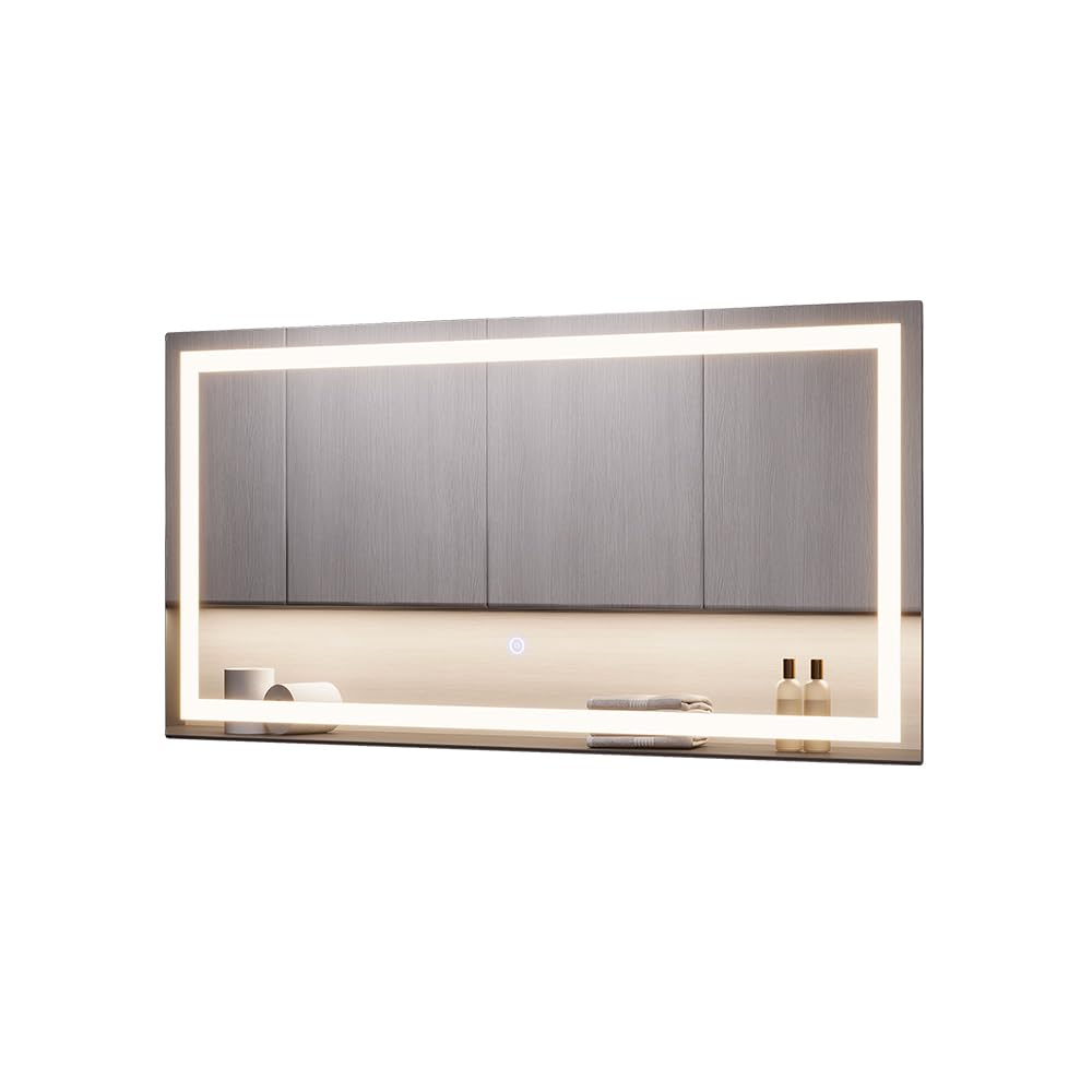 Vicco Specchio bagno Miral, Vetro, 80 x 40 cm con illuminazione frontale, per montaggio a parete con illuminazione LED integrata