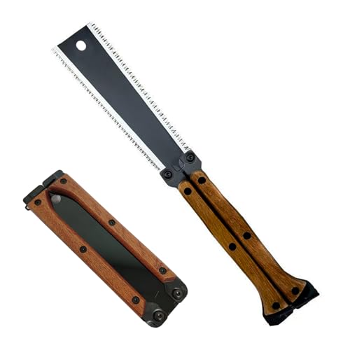 HAISHANG Japanese Hand Saw, 6.3Inch Folding Pruning of 13/14 TPI Double-Edged Pull Handsaw, 3 Side Grinding Gear SK5 Blade Wood Flush Cut Saw for Camping,Woodworking & DIY