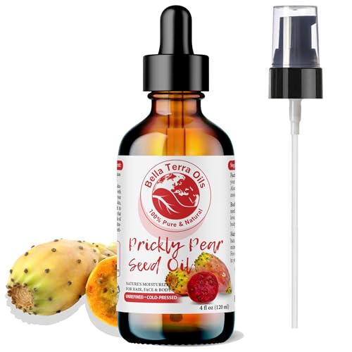 Bella Terra Oils - Prickly Pear Oil 4oz - Extracted from Cactus Pear, Enriched with Omega-6, Vitamin K, Experience the Opulence of Nature