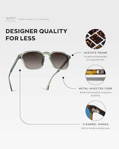 Image of WearMe Pro Men's Polarized Square Sunglasses - Wide Fit, Retro Style, UV400, Lightweight Frame for Driving & Daily Wear