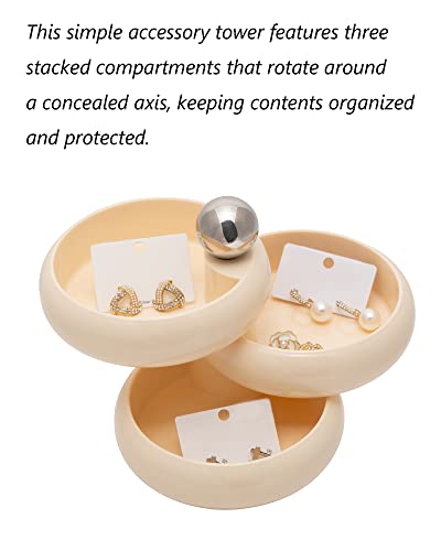Aldadl Jewelry Organizer-Rotating Jewelry Box-Travel Jewelry Case-Bracelet Ring Necklace Earring Holder-Multi Layer Small Jewelry Storage Tray-Jewelry Stand-Gifts For Women-Milky White #TOP2
