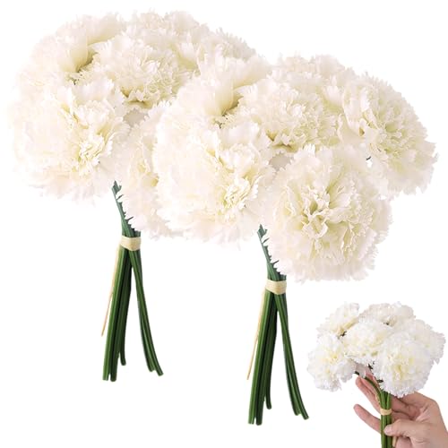 Ramos de claveles artificiales para el Día de la Madre, flores realistas de seda listas para regalo 3