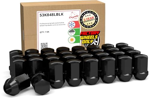 Image of Wheel Accessories Parts 32 Pcs M14x1.5 14x1.5 Thread OEM Style Lug Nuts 1.77 inch Long Black 7 /8 inch 22mm Hex Fits Chevy GMC Silverado Sierra 2500 HD 3500 HD GM 9596070 ｜ 611-236
