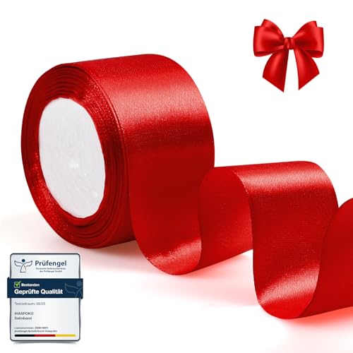 Red Satin Ribbon 5cm x 22m –ihaspoko Gift Ribbon for Bows, Crafts, Wedding Decor & Party Themes​
