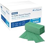 Premium C Fold Hand Towels, C-Fold Green Paper Towel 1ply Recycled Dispenser Towels 2400 Sheets, 220 x 250mm (C-Fold-Green)