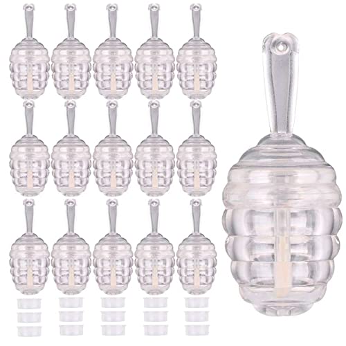BODYA 15Pcs Honeycomb Lip Gloss Tubes Honey Pots Shaped Lip Balm Tube Clear Empty Lip Glaze Containers Lip Balm Bottle Dispenser with Rubber for DIY Lipstick Cosmetic Sample,Clear