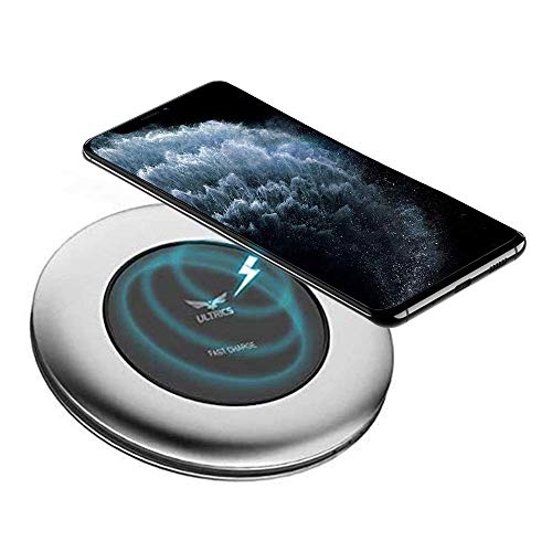 ULTRICS iPhone Wireless Charger, 10W Wireless Fast Charger Wireless Charging Pad, Qi Wireless Charger iphone 15 14 13/13 Pro/12/11/SE Wireless Charger Samsung Galaxy S22 S21 S20 S10, Round (Silver)