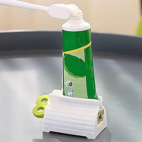 XIZONLIN 5Pcs Toothpaste Squeezer Rolling Tube Squeezer Plastic Toothpaste Dispenser Rotate Toothpaste Seat Holder Stand Roller Squeezer for Bathroom Green - Image 4