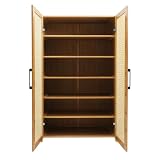 hongward Zapatero de bambú de 6 niveles con puertas y ventilación, dormitorio y armario