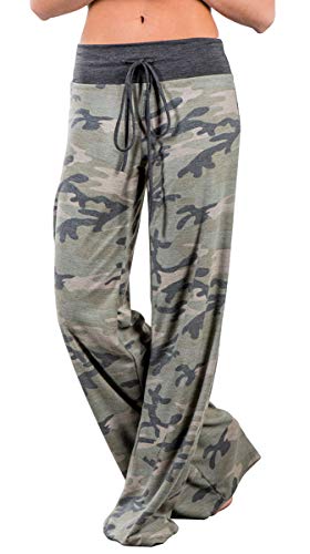 Image of AMiERY Women's Comfy Casual Pajama Pants Floral Print Drawstring Palazzo Lounge Pants Wide Leg
