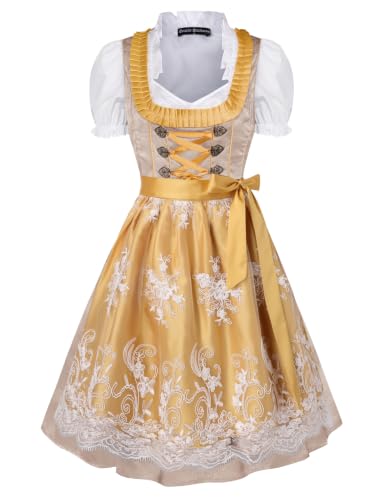 SCARLET DARKNESS Damen Dirndl 3‑Teilig Oktoberfest Spitzen Trachtenkleid