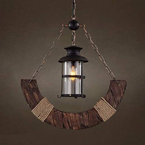 Lustre en bois de bateau exquis et métal style rétro américain
