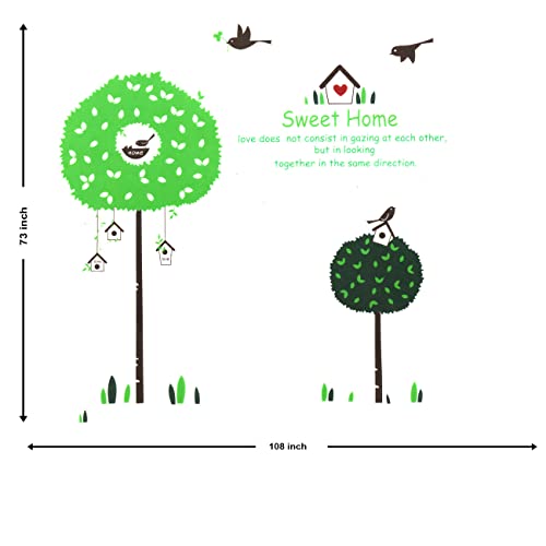 Image of Art Street Wall Stickers for Home Decor Beautiful Birds Sweet Home Wall Decal Vinyl Stickers for Living Room and Wall Decoration (73 x 108 Inchs, Green)