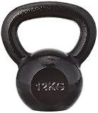 Amazon Basics Żeliwny kettlebell z teksturowaną i malowaną powierzchnią, 12 kg, czarny