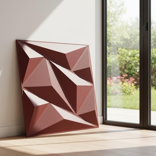 Image of Kayra Decor 3D Wall Panel - USA Certified SGS Approved PVC Alps Design, Ruby Rose Color 19.7 inch x 19.7 inch (Pack of 18) - Covers 48.51 Sq. Ft.
