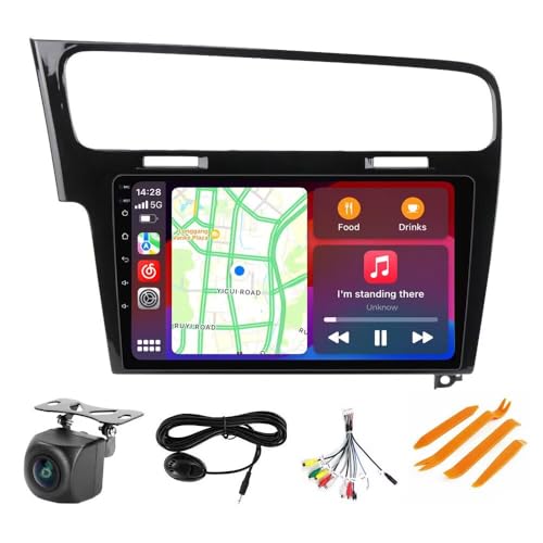 Stereo Radio for VW Golf 7 MK7 2013-2018 Black - Biorunn Wireless Car-Play Android Auto GPS Navigation - (4GB+64GB) Head Unit 10.1 Inch Blue-Tooth 5GWiFi Update Kit RDS FM DSP Camera