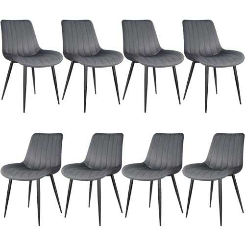 LEWE Esszimmerstühle, Stühle 8er Set, Samtstuhl Holland, Küchenstuhl, Komfort, Stabil, Einfach und Bequem, hautfreundlich, mit dickem Schaumstoff gepolstert - [Dunkelgrau]