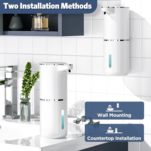 Miniatura 5 de Happhooh Dispensador Jabón Baño, 380 Ml Dispensador Jabon Cocina Con Sensor Movimiento Por Infrarrojos, Pared, Recargable Por Usb, Resistente Al Agua Ipx5, Adecuado Para Cocina, Baño
