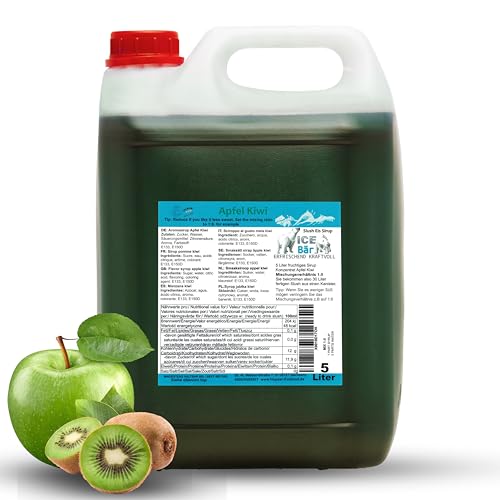ICE BÄR Slush Sirup 12 fruchtige Sorten 5 Liter Konzentrat | Geschmack Apfel Kiwi | Slushy Maker Ice für Eis Maschine zum Selbermachen Getränkesirup