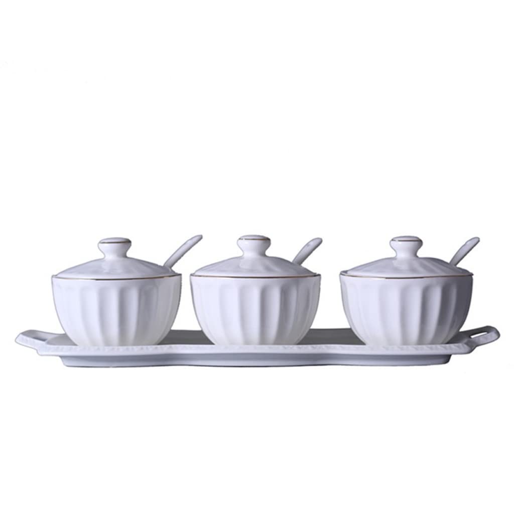 Butelka na przyprawy, ceramiczny słoik na przyprawy, Szklane słoiki na przyprawy, słoik z zestawem porcelanowych talerzy Proste pudełko na przyprawy Kreatywne ceramiczne słoiki na przyprawy Słoik na p