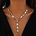 CIWEAI Baroque Gold Geometric Teardrop Lariat Necklace for Women Vintage Irregular Waterdrop Statement Y Necklaces Silver Fashion Costume Toggle Jewelry Gifts (Silver)