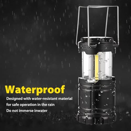 4 lámparas LED para acampar al aire libre, lámpara impermeable, lámpara alimentada por pilas, lámpara de camping de emergencia con gancho plegable, aplicable a huracán, emergencia, familia, cobertizo, - imagen 7