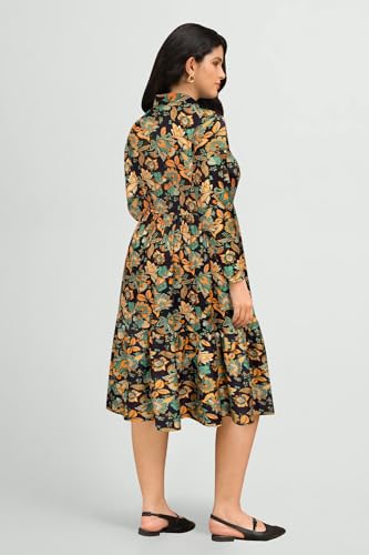 CARCOS Plus Size Dresses for Curvy Women Collared Vneck Long Sleeve Dresses Midi Fall Winter Dress with Pocket XL-5XL4