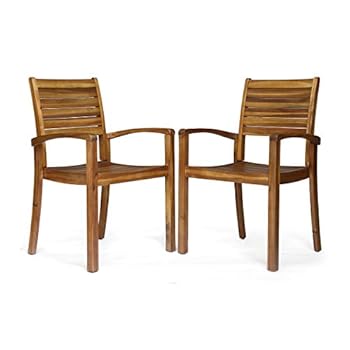 Alternative view of Christopher Knight Home Watts Outdoor Acacia Wood Dining Chairs, Teak Finish (Set of 2)