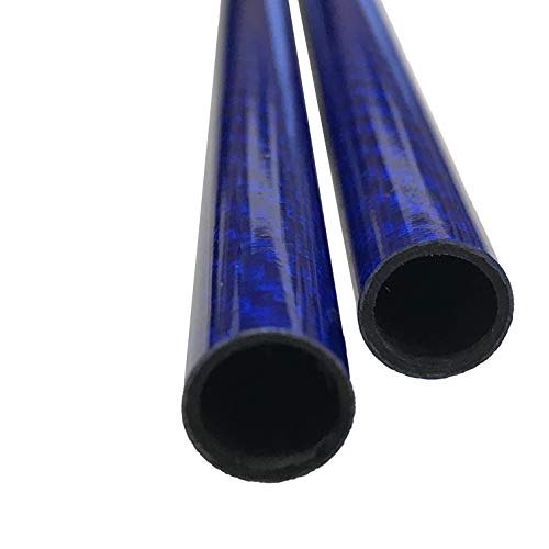 (2) KARBXON - Carbon Fiber Tube - Blue - 10mm X 8mm X 500mm - Hollow Carbon Fiber rods - Glossy Carbon Tubes - Pure Carbon Fibre Tubes - Lightweight High Strength Carbon Fiber Shaft