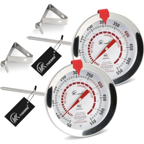 Image of Candy Thermometer with Pot Clip Deep Fry Oil Thermometer 12-Inch Probe 2PC