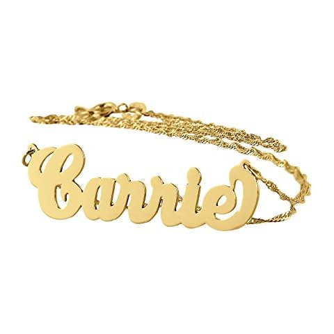 Soul Jewelry Personalized Name Necklace Solid 14k Gold Dainty Pendant Monogrammed Initial Charm. (18) Cover