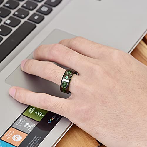 NUNCAD Men's Rings 8mm Celtic Dragon Mens Wedding Bands Black Red/Green Two-Tone Tungsten Ring with Carbon Fiber and Cubic Zirconia Beveled Edges Size L1/2 to Z+7.5