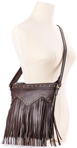 Image of B BRENTANO Vegan Fringed Crossbody Bag with Studs
