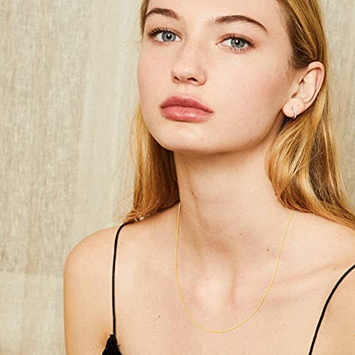 Kisper 2-Chain Set: Includes 24K Gold Over Sterling Silver And Sterling Silver 1Mm Thin Italian Box Chain Necklaces, 18 Inch #TOP1