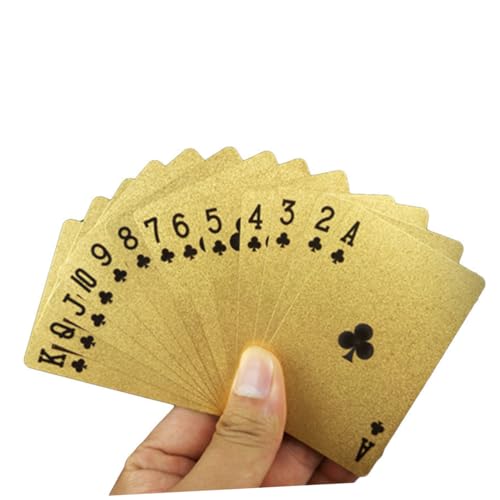 BESTonZON wasserdichte Goldfolie Pokerkarten Aus Langlebigem Kunststoff Kreative Colorierung Hervorragendes Spielgefühl Für Familie Bar Und Büro Glänzende Unterhaltungsspielzeuge